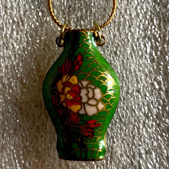 Rare Antique Cloisonne Perfume Bottle Pendant Hand Crafted - Picture 1 of 5